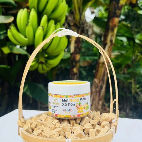 Mứt gừng viên xứ Tiên QNa Farm hộp 85g